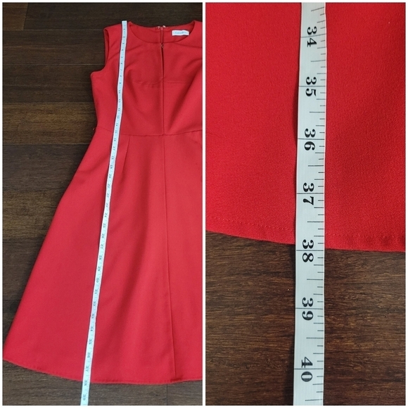 Calvin Klein Women's Red Sleeveless Fit & Flare Knee-Length Modest Dress Size 2 - Picture 10 of 10